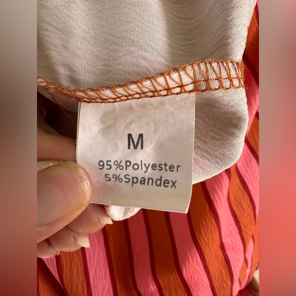 Women's Pink & Orange Striped Wide-Leg Pants - Picture 5 of 5